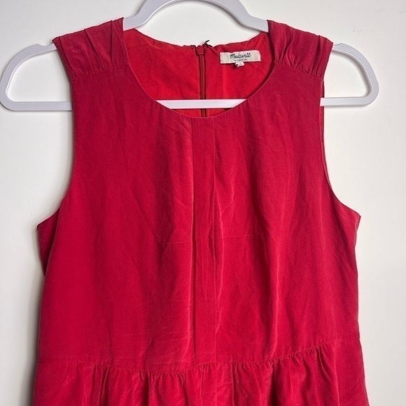 Madewell Red 100% Silk Shirred Dress Women’s Size 6 03501 - Picture 7 of 11